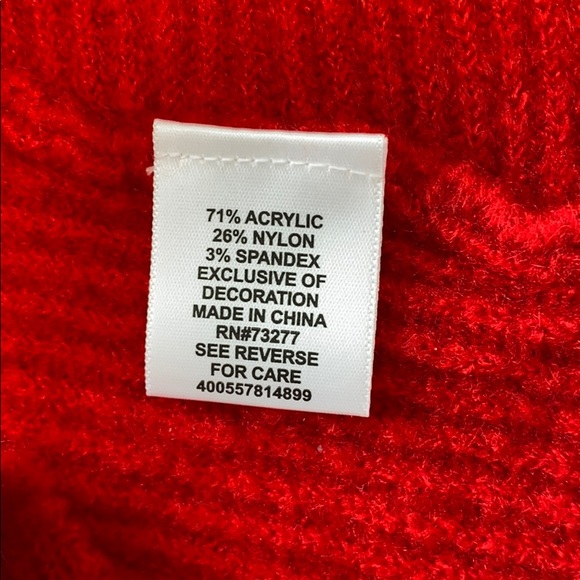 ⚫️ELLE red A-Line rubbed fuzzy sweater with lace - Picture 4 of 8